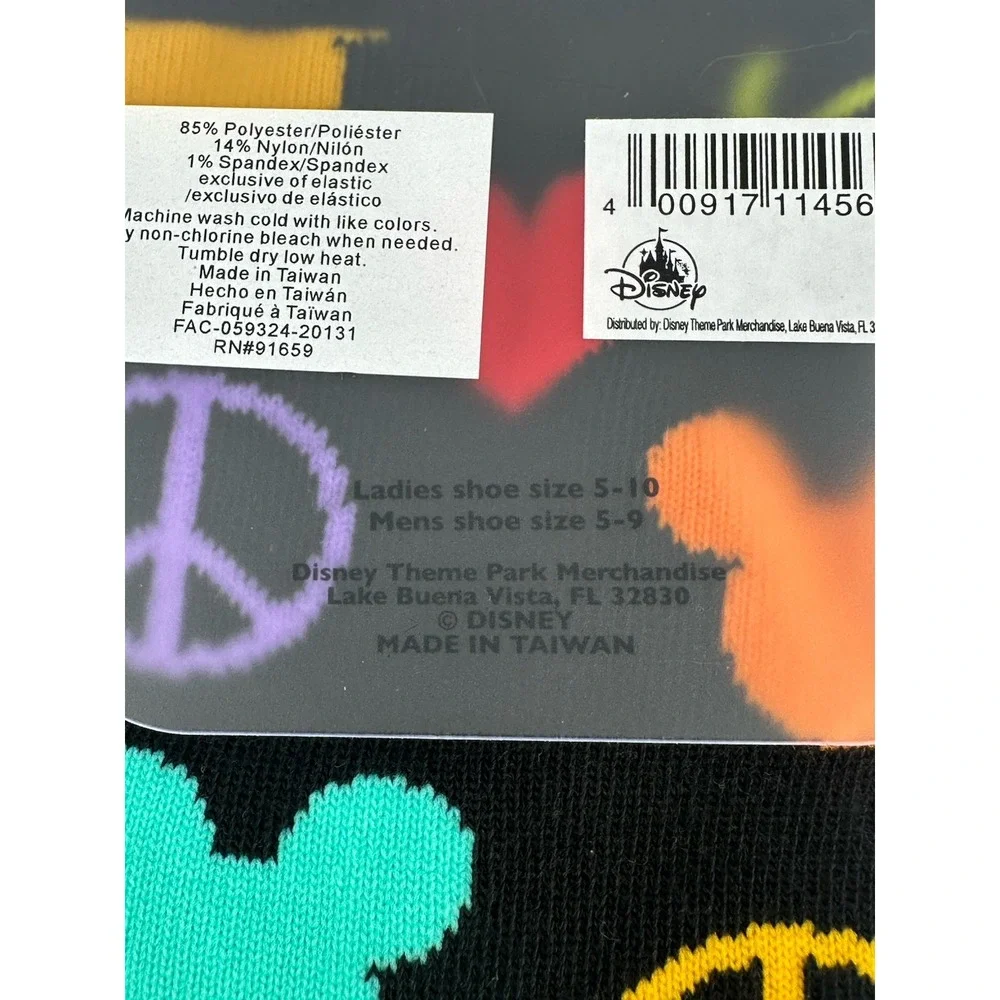 Disney Parks Mickey Icons Peace Hearts Adult Socks Shoe‎ Size M 5-9/W 5-10 NWT